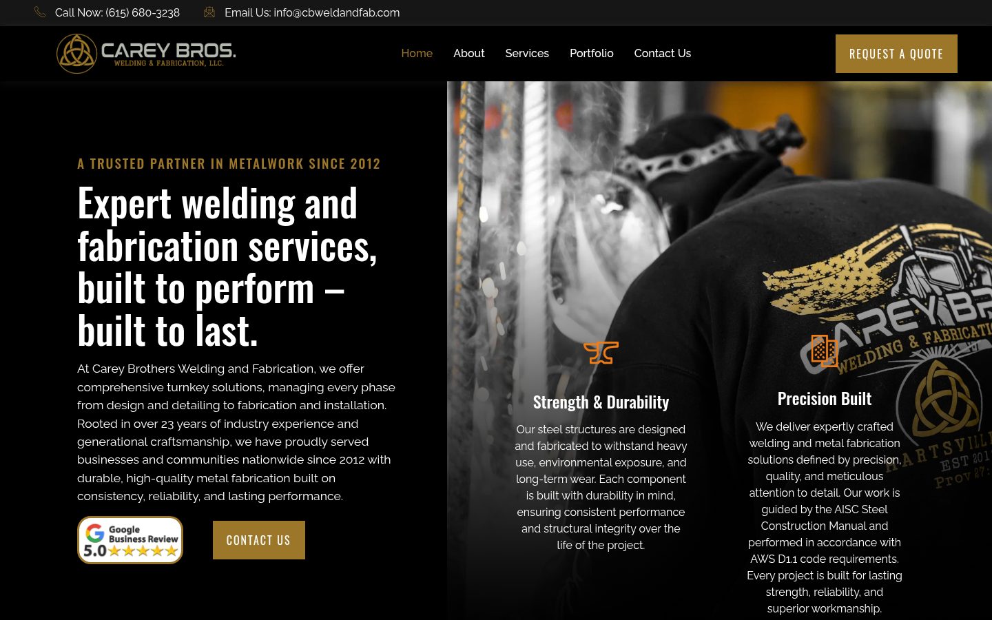 Carey Bros. Welding & Fabrication live website