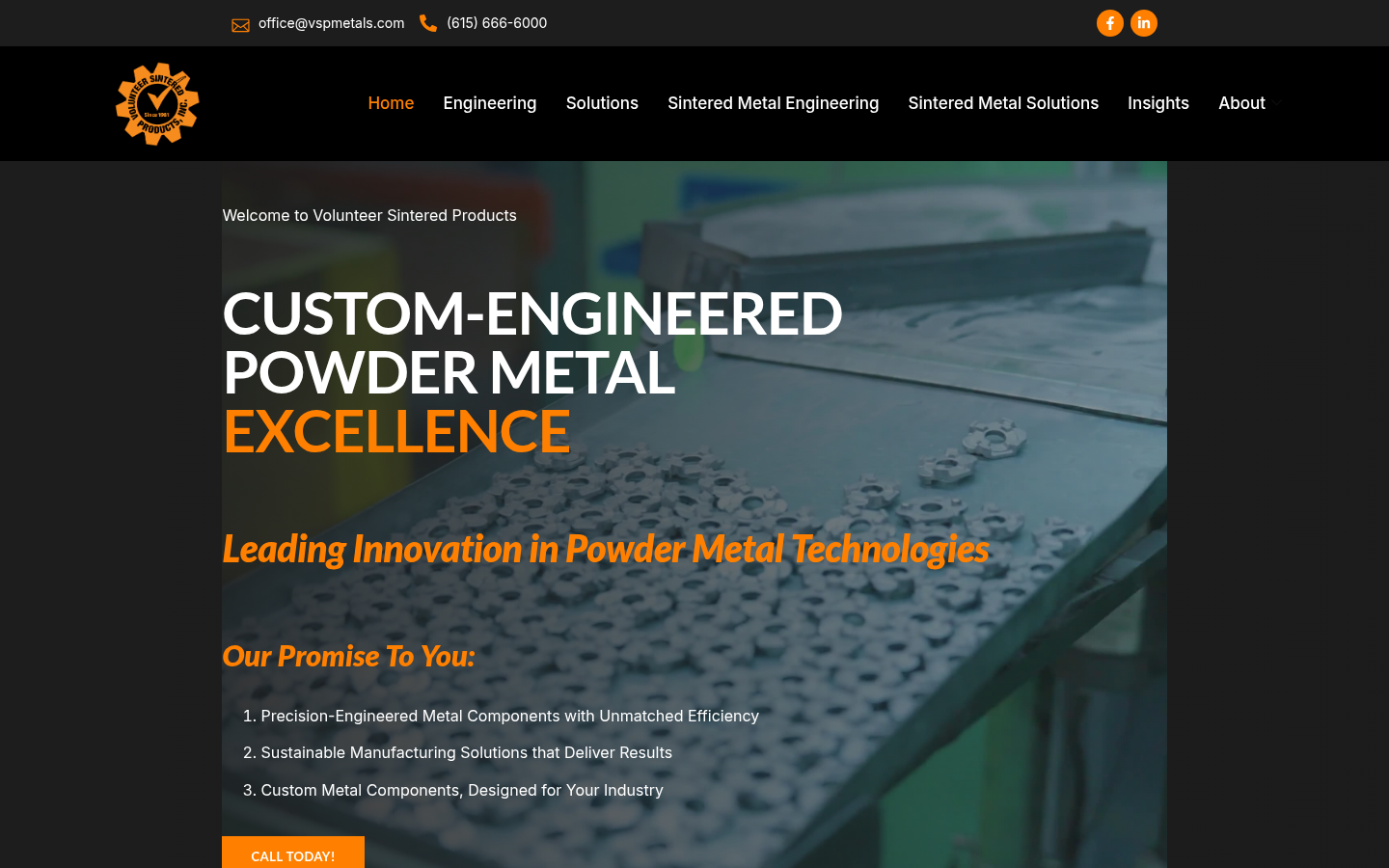 Volunteer Sintered Products website