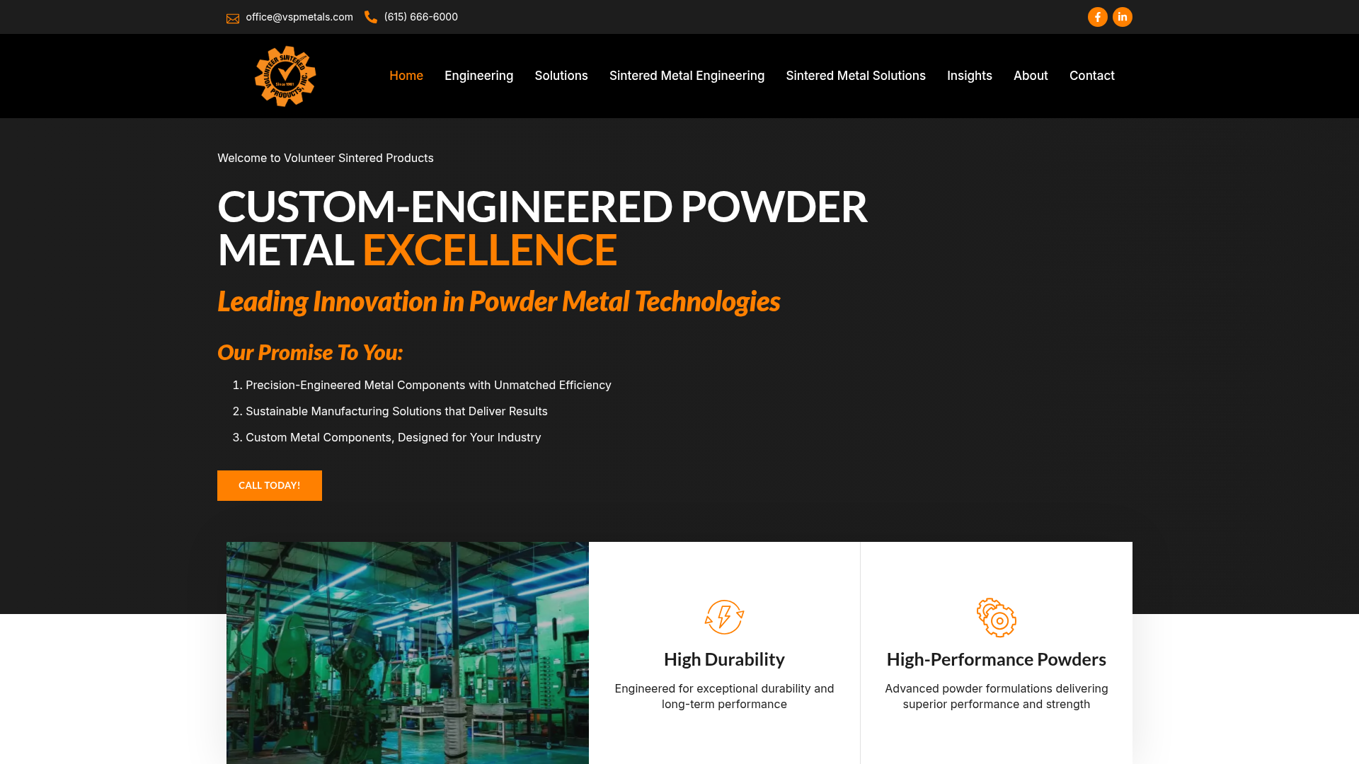 Volunteer Sintered Products website