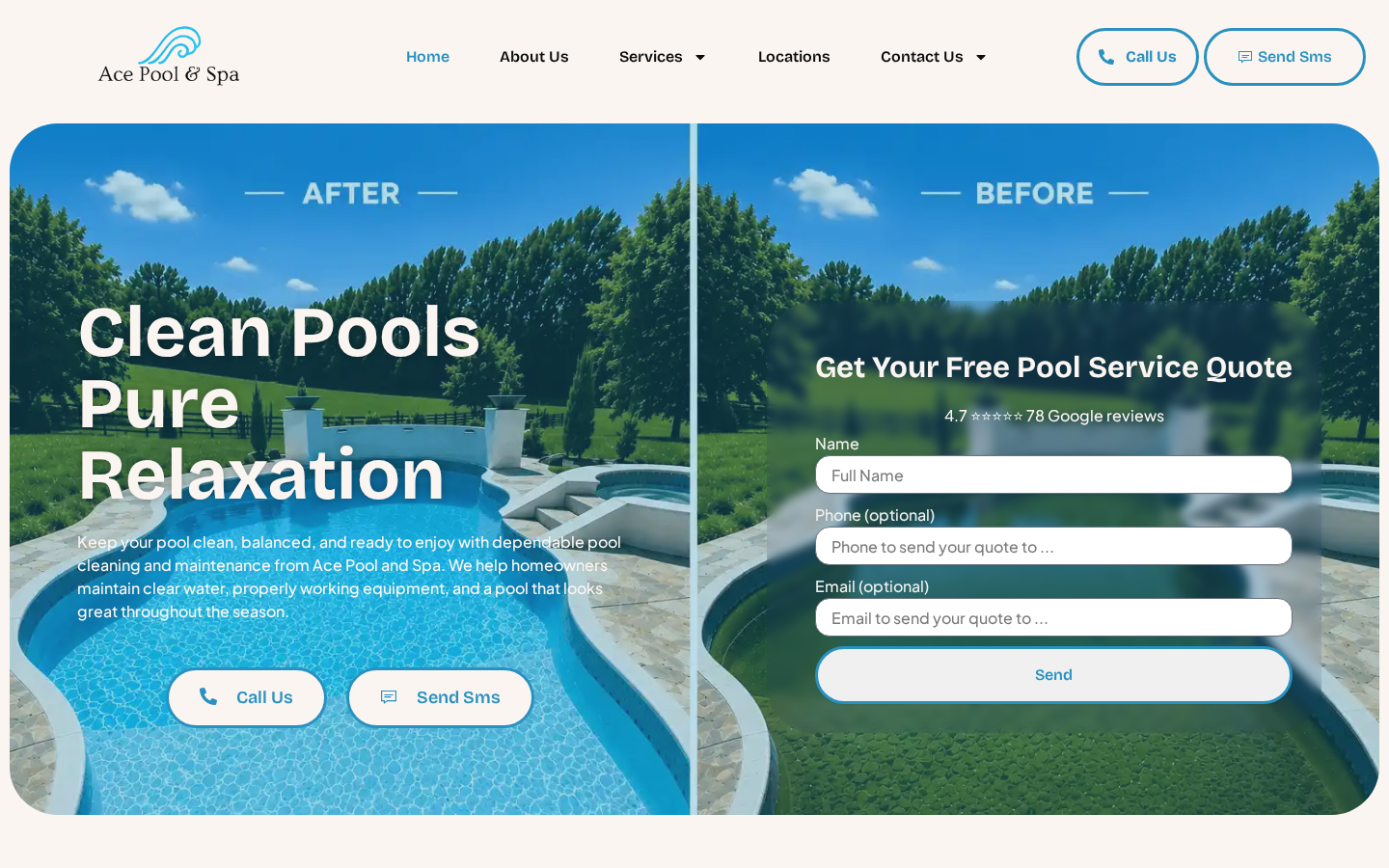 ACE POOL & SPA website