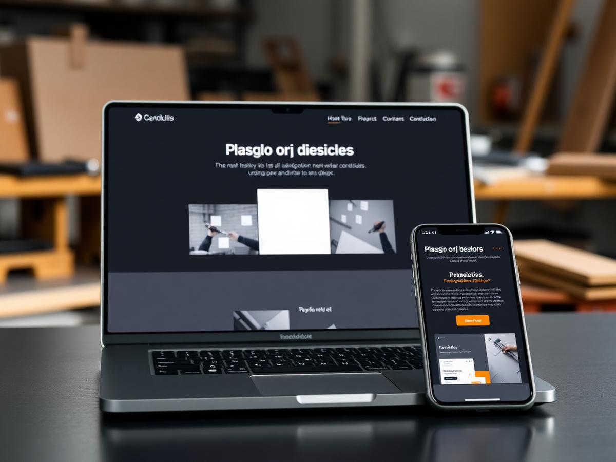 Laptop and phone showing a modern contractor website layout