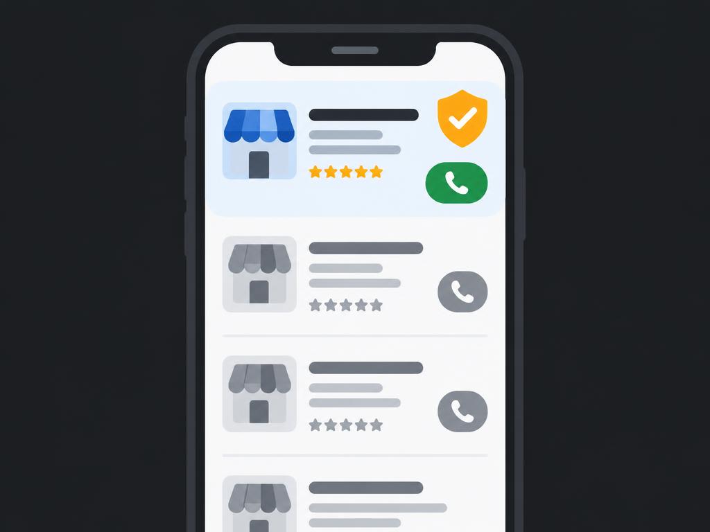 Top verified local listing with a call button